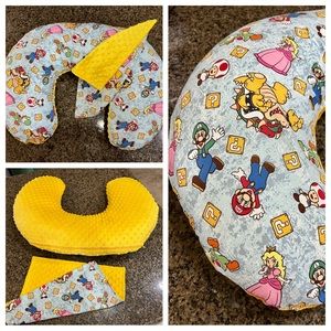 Handmade Boppy Nursing Pillow Cover and Lovey Mini Blanket Mario Minky